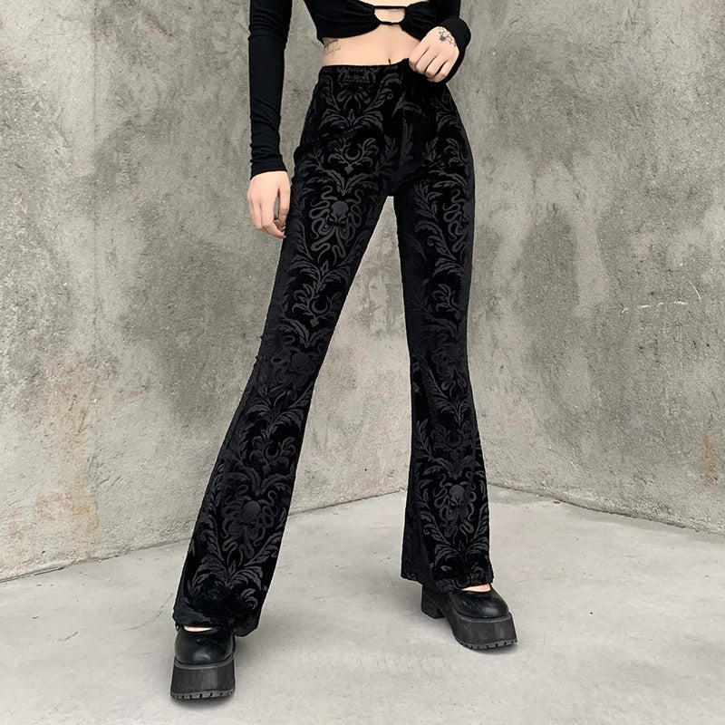 Lady's Retro Gothic Pants With High Waist / Women's Vintage Flared Pants - HARD'N'HEAVY