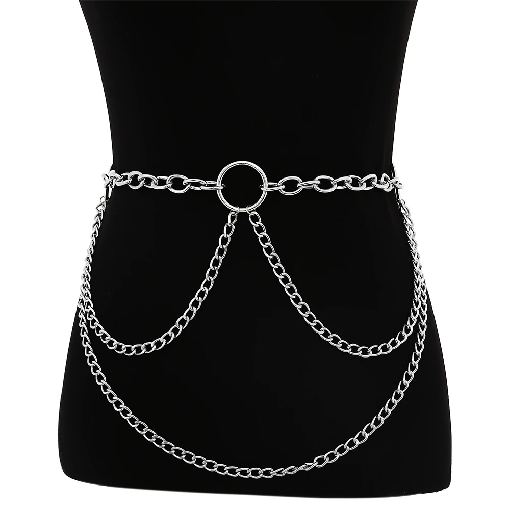 Layered Metal Chain Belt for Women / Vintage Sexy Accessory Waist Body - HARD'N'HEAVY