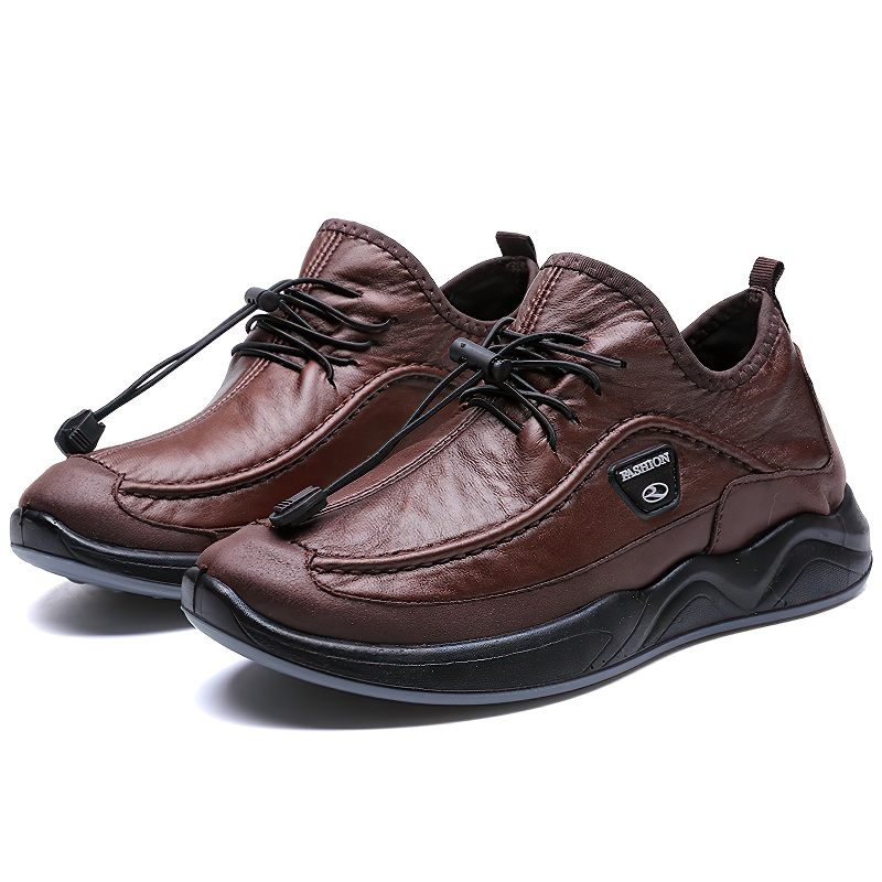 Stylish brown leather alternative sneakers for men, lightweight and waterproof for all seasons.