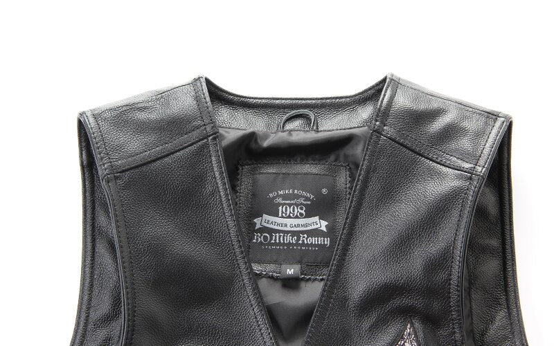 Leather biker vest / Rock Style Skull Cross Leather men's vest - HARD'N'HEAVY