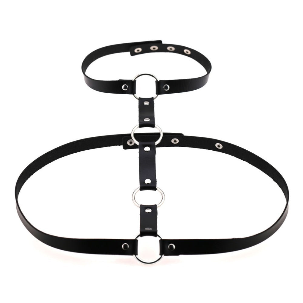 Leather Body Harness / Gothic Bondage Belt / Women Cosplay Festival Outfit - HARD'N'HEAVY
