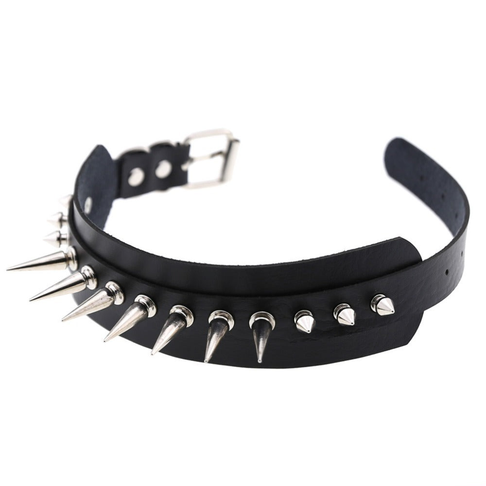 Leather Gothic Unisex Choker / Women's And Men's Spike Necklaces / Rivet Stud Jewelry - HARD'N'HEAVY