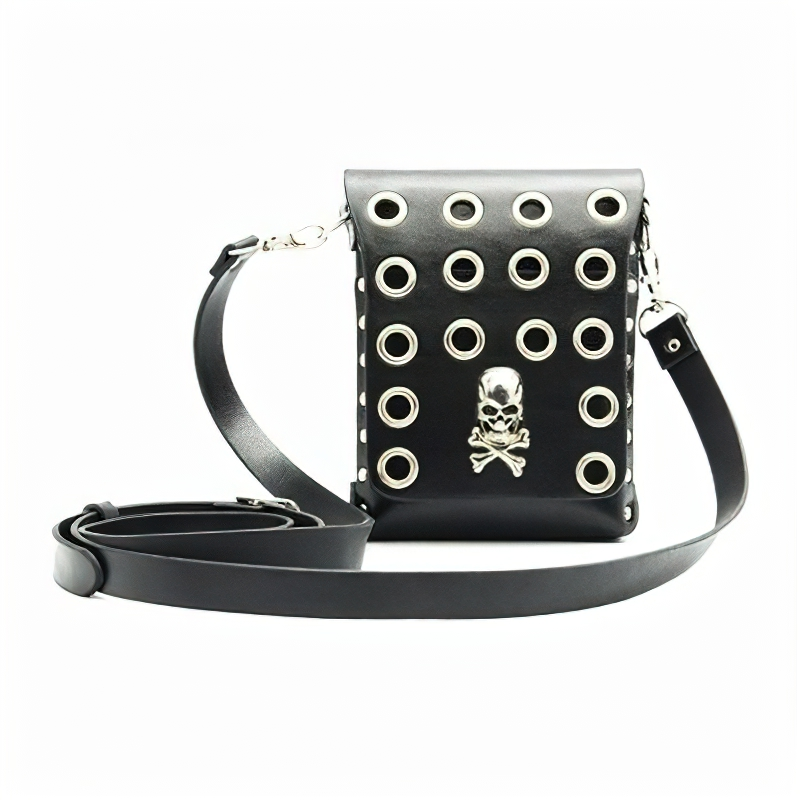 Leather Handbag of Rivet with Skull in Punk Style / Fashion Gothic Mini Crossbody Shoulder Bags - HARD'N'HEAVY