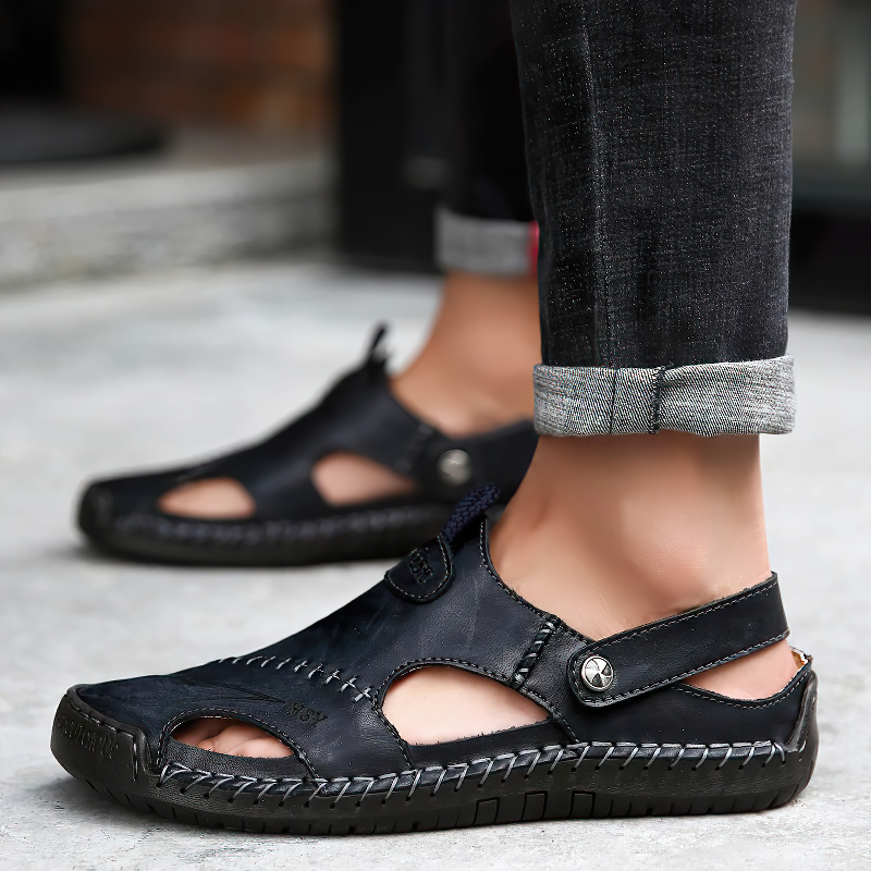 Leather Men's Soft Sandals / Summer Beach Slippers For Men