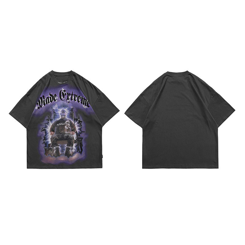 Lightning Punk men’s baggy tee with striking graphic print, perfect for streetwear style and adding flair to your outfit.