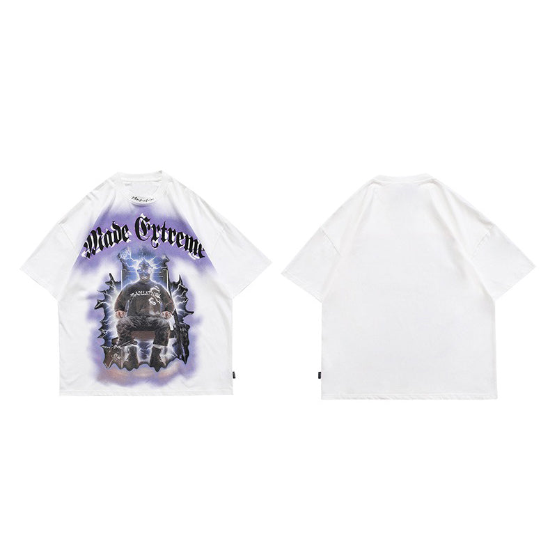 Lightning Punk men's baggy tee with vibrant graphic print, perfect for streetwear enthusiasts.