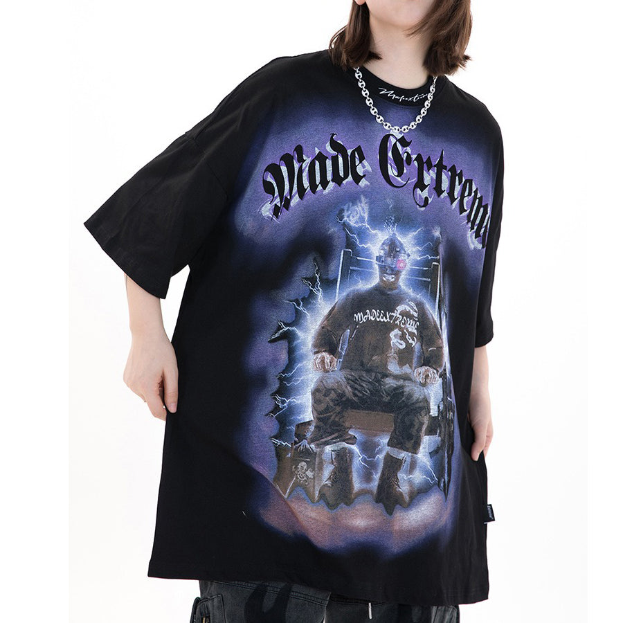 Lightning Punk Men's Tee Top featuring bold graphic and chain details for edgy streetwear style.