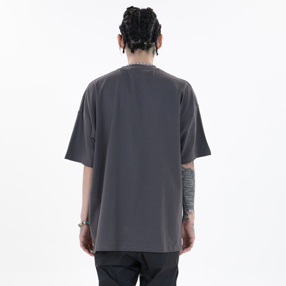 Back view of Lightning Punk baggy men's tee, showcasing a stylish streetwear fit in a trendy color.