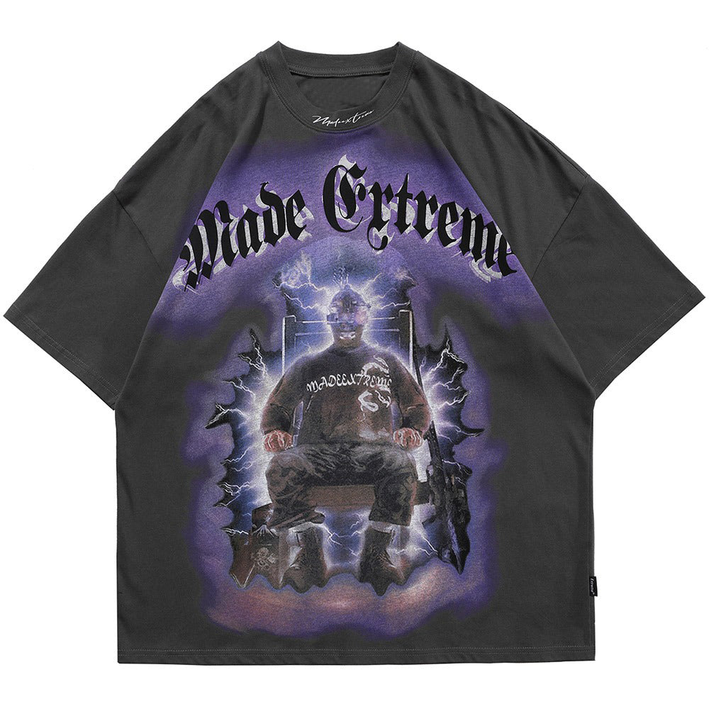 Lightning Punk Men's Tee with striking graphic print, perfect for stylish streetwear outfits.