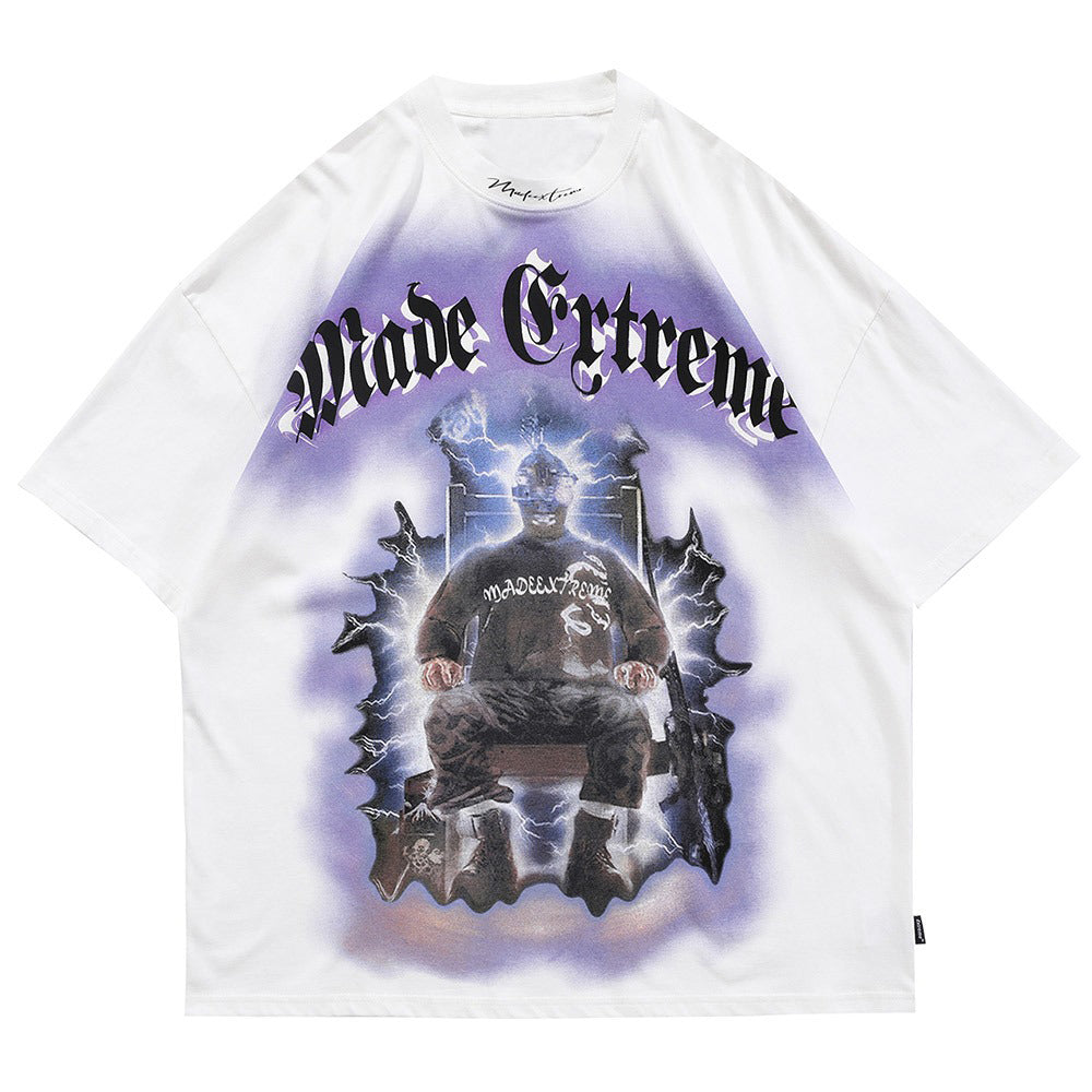 Lightning Punk Men's Tee featuring vivid graphic and bold text, perfect for edgy streetwear style.