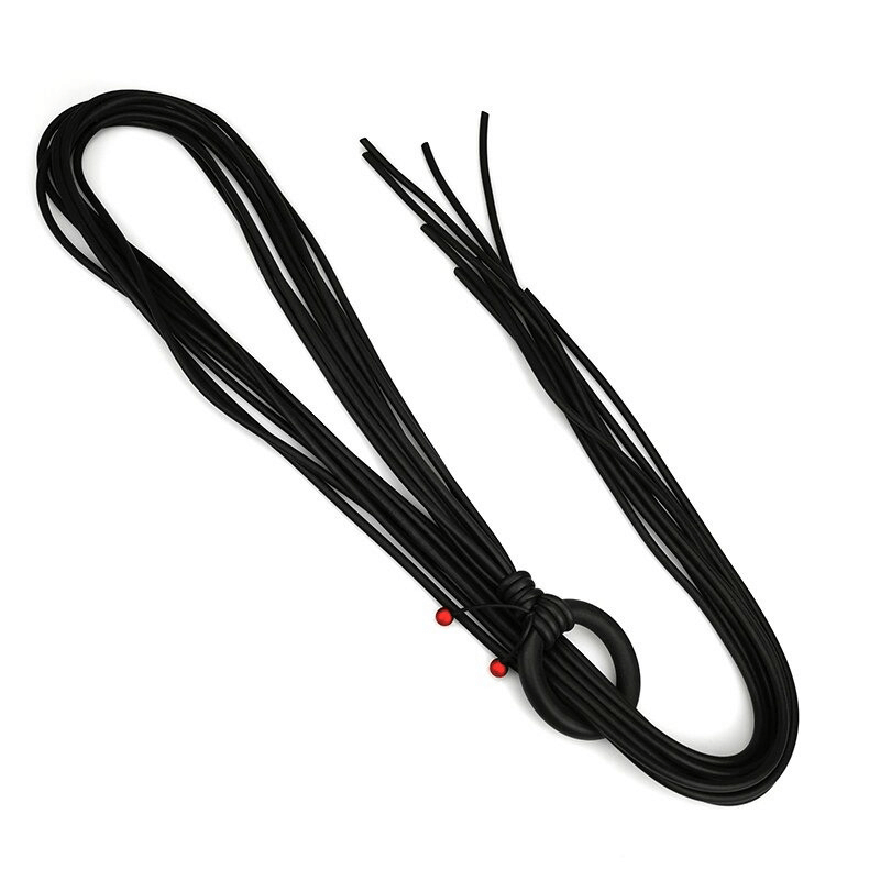 Long gothic necklace for women featuring red beads and adjustable rubber materials for a stylish look.