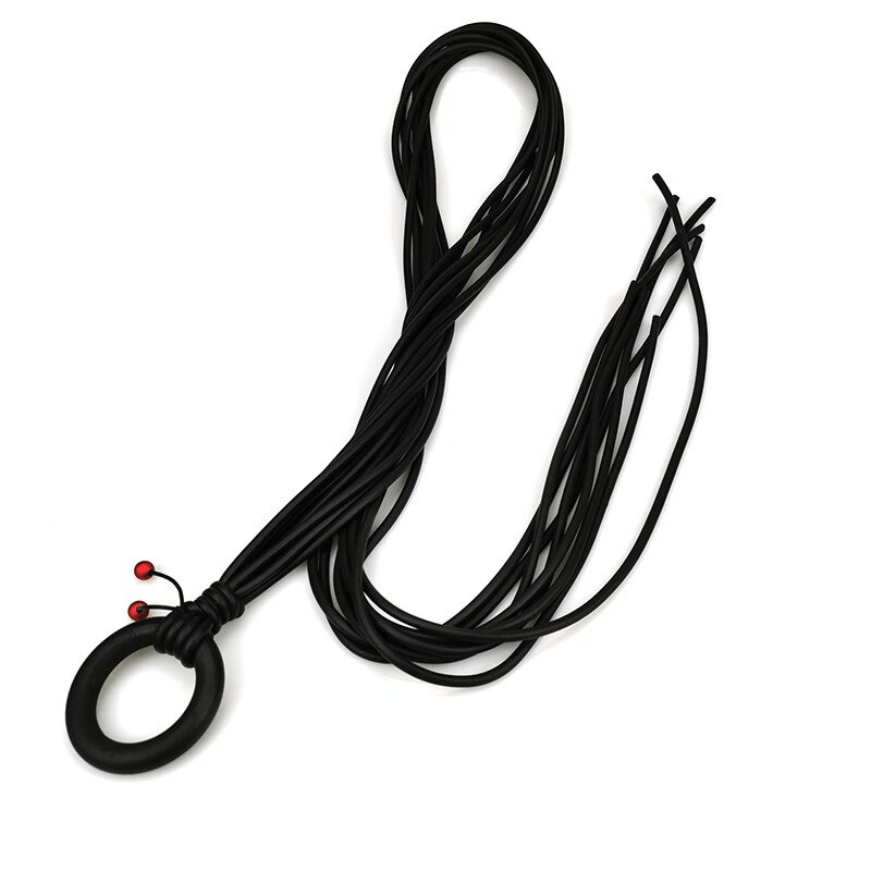 Long adjustable necklace for women, featuring red beads and black rubber, perfect for gothic style outfits.