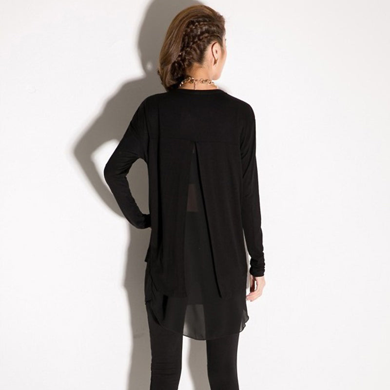 Long Sleeve Fashion Chiffon / Loose Irregular Women's Clothing Top - HARD'N'HEAVY