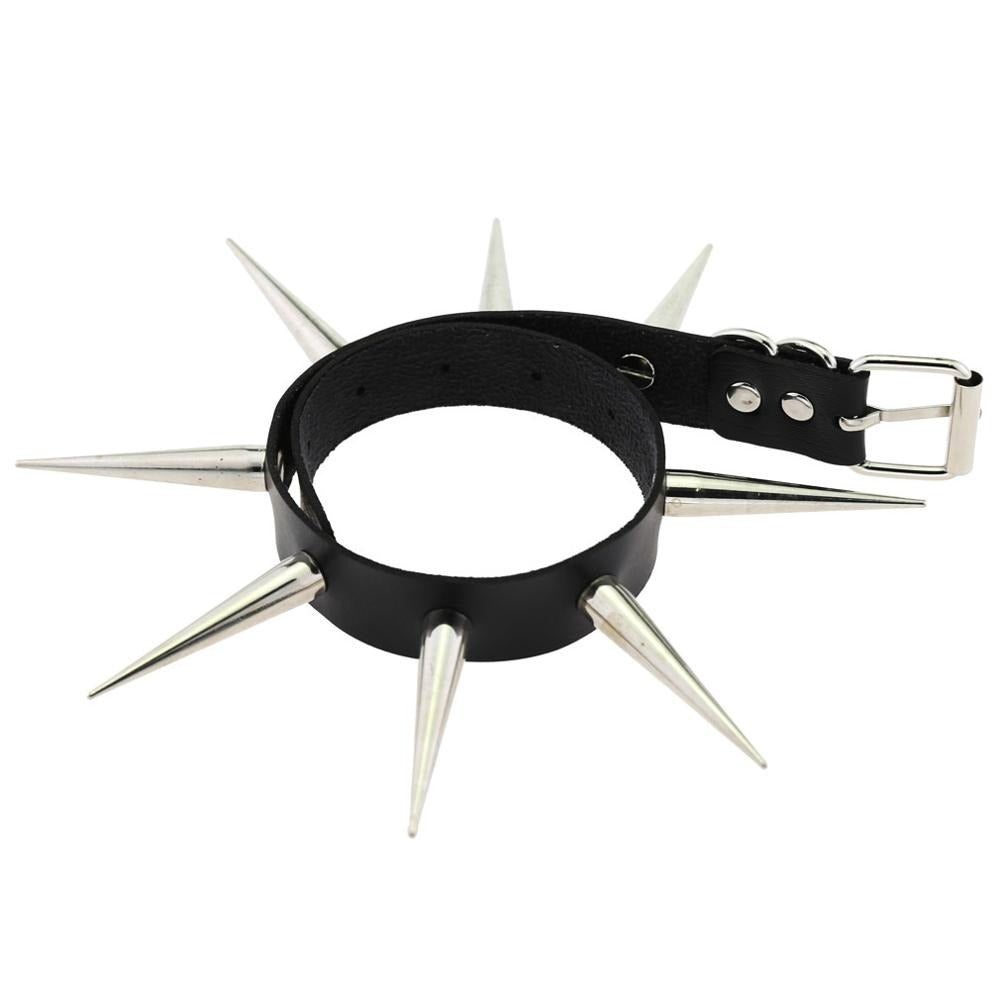 Long spiked Choker Punk Collar with Spikes Rivets / Unisex Necklwear Goth Jewelry - HARD'N'HEAVY