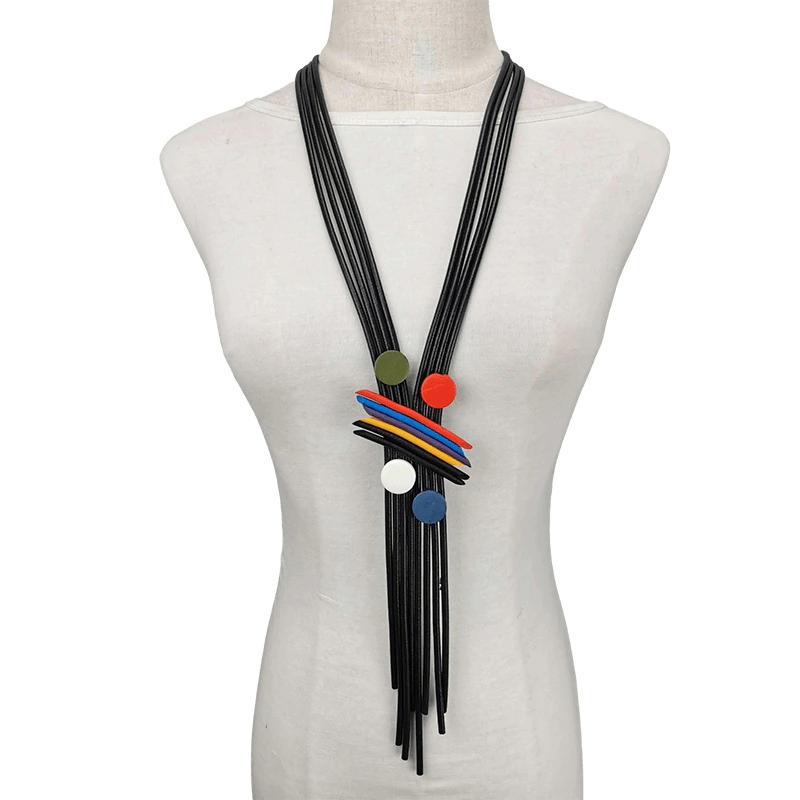 Long Tassel Necklace for Women / Handmade Luxury Rubber Pendant Necklace