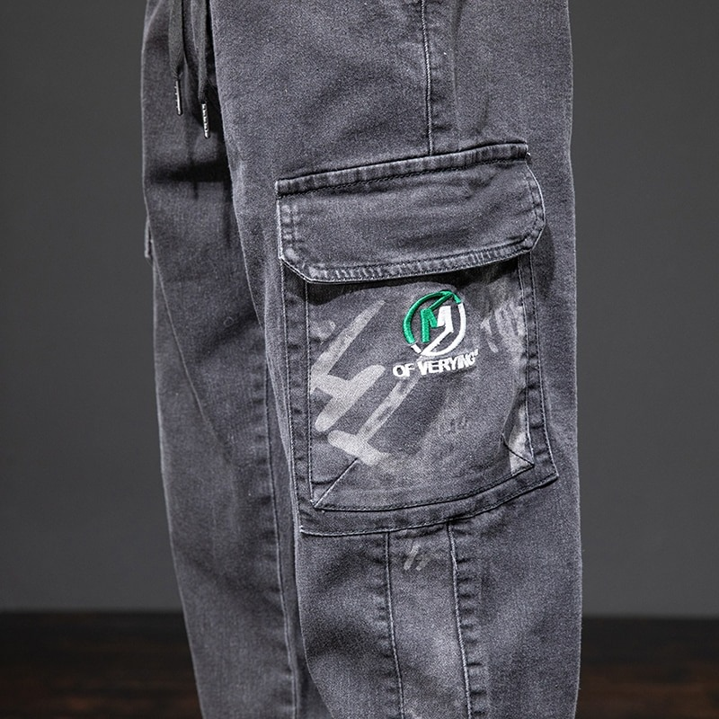 Loose Denim Trousers with Multi Pockets / Cool Comfortable Sweatpants for Men - HARD'N'HEAVY