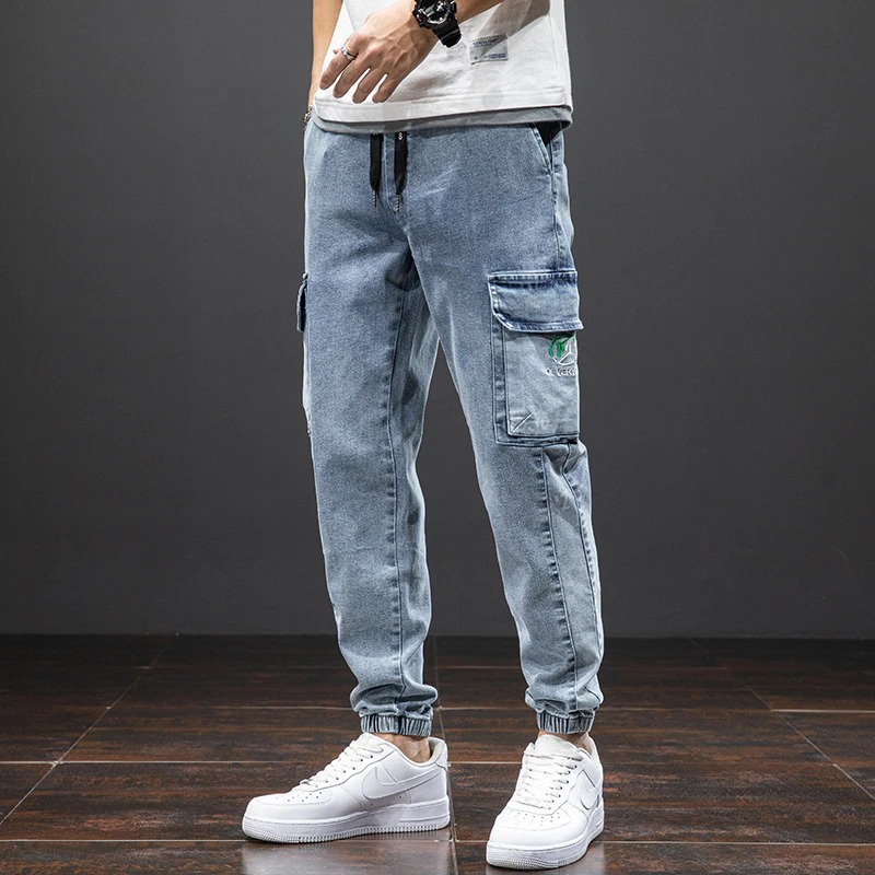 Loose Denim Trousers with Multi Pockets / Cool Comfortable Sweatpants for Men - HARD'N'HEAVY