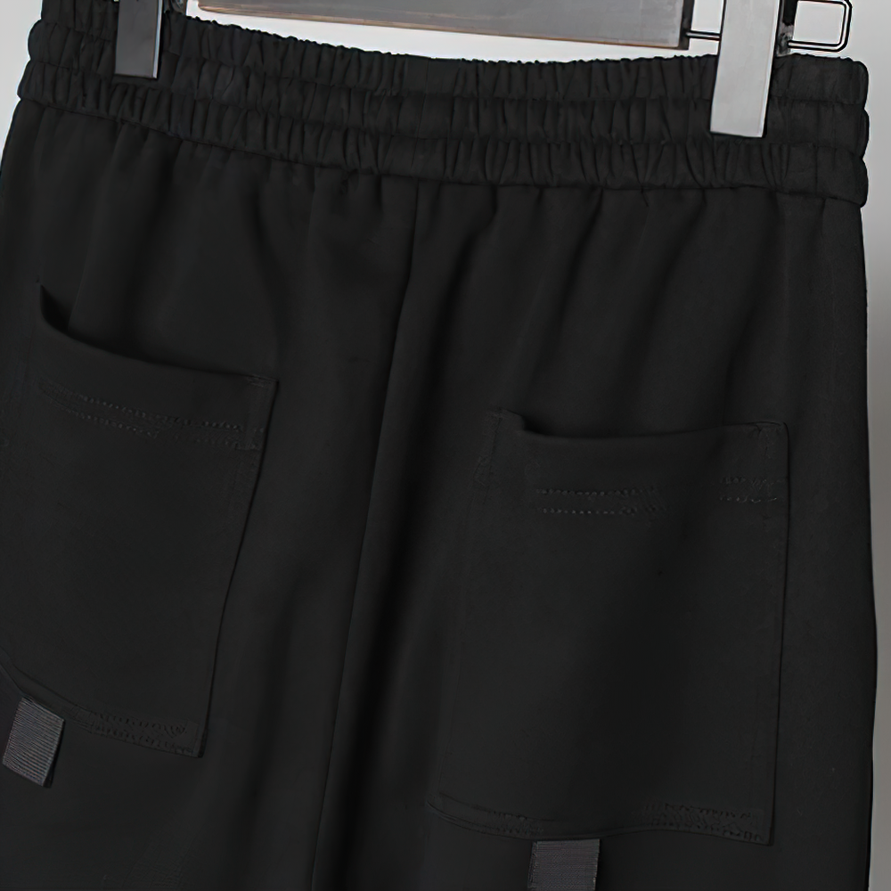 Loose Men's Multi-Pockets Pants / Male Black Elastic Waist Trousers / Alternative Fashion Clothing - HARD'N'HEAVY