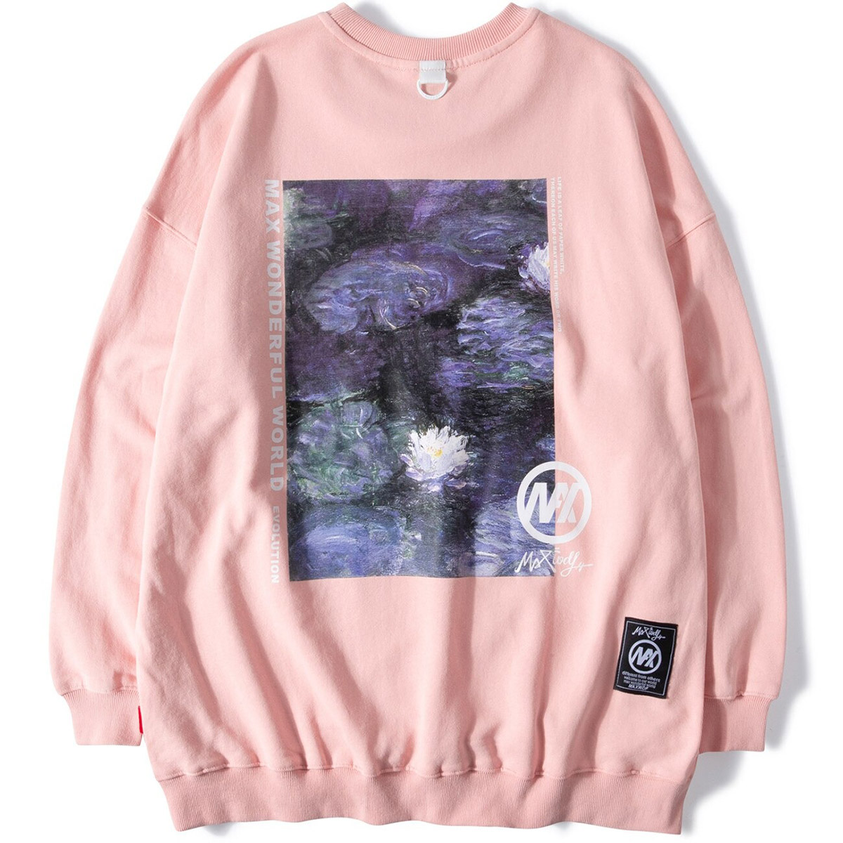 Loose Sweatshirt with Floral Print / Fashion Unisex Long Sleeve Cotton Pullovers - HARD'N'HEAVY