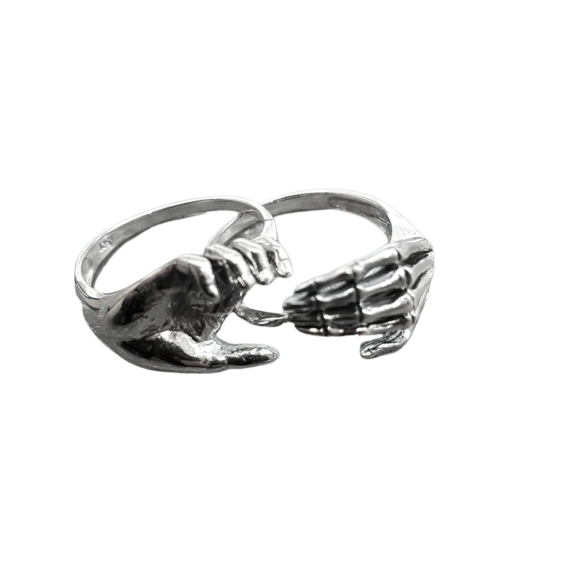 Love Couple Puzzle Ring For Men And Women / Skeleton Hands Jewelry Of Stainless Steel - HARD'N'HEAVY