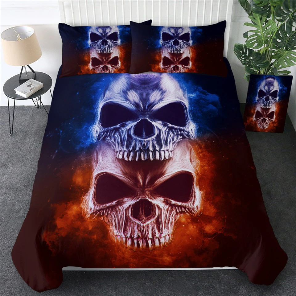 Luxury Bedclothes Set Of with 3D print of fiery skulls / Unisex Bedclothes Sets / Fashion Home Textiles - HARD'N'HEAVY