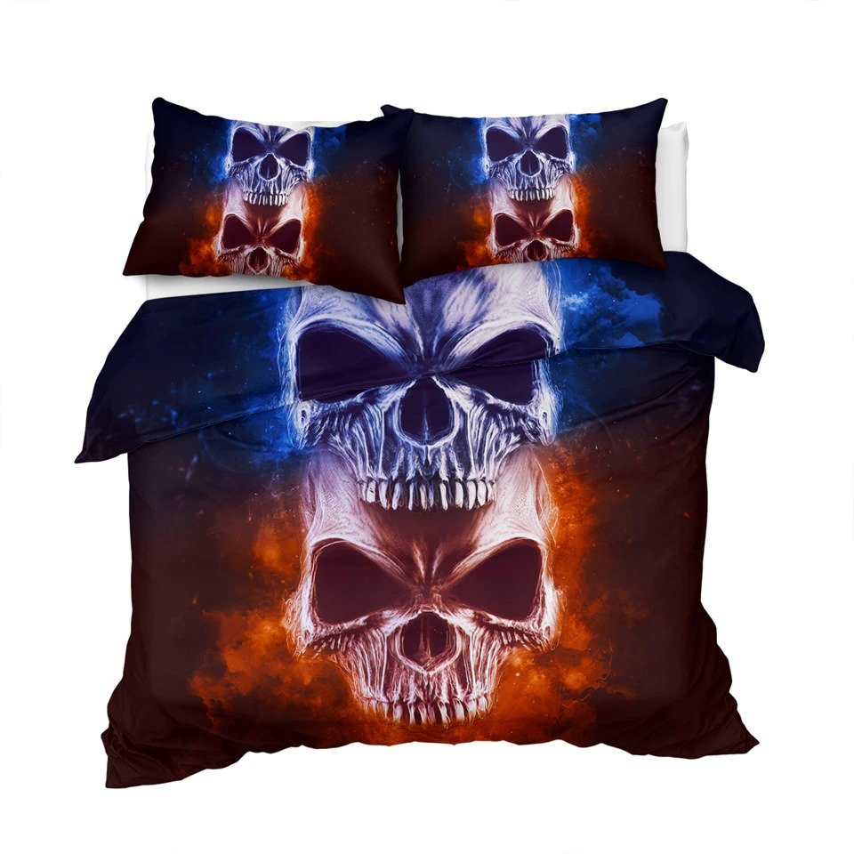 Luxury Bedclothes Set Of with 3D print of fiery skulls / Unisex Bedclothes Sets / Fashion Home Textiles - HARD'N'HEAVY