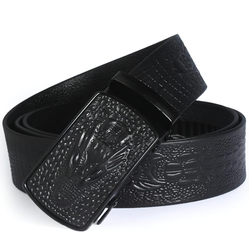 Luxury Belt Men's leather with crocodile pattern / Rock Style Belt With Automatic Buckle - HARD'N'HEAVY