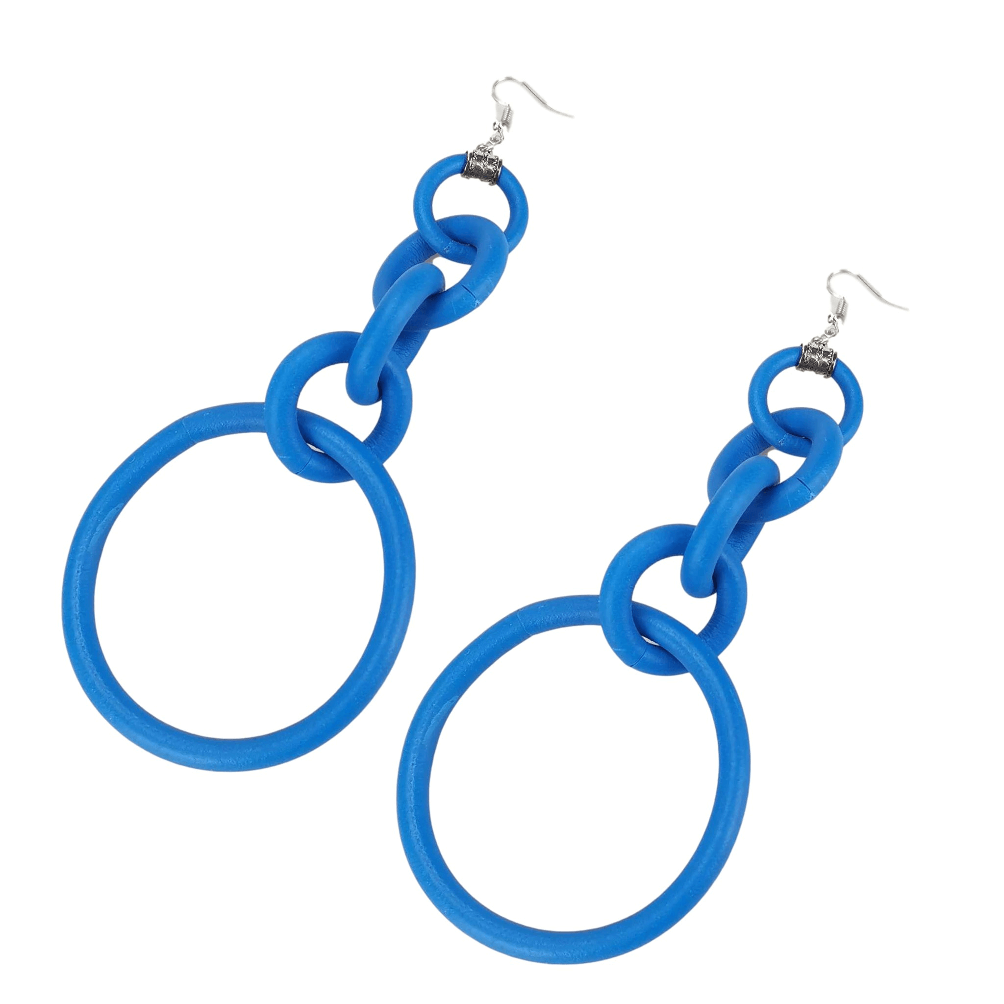 Luxury blue silicone big drop earrings for women, perfect handmade accessory for casual style.
