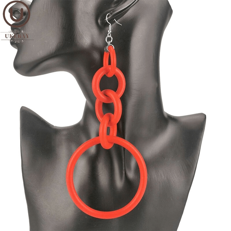 Luxury big drop earrings for women, handmade red silicone casual accessory with stylish design.
