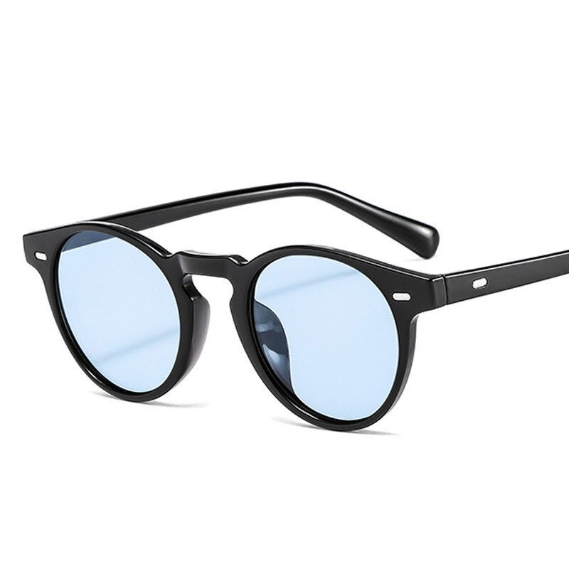 Stylish unisex retro sunglasses with blue lenses, perfect accessory for casual outfits in six trendy colors.