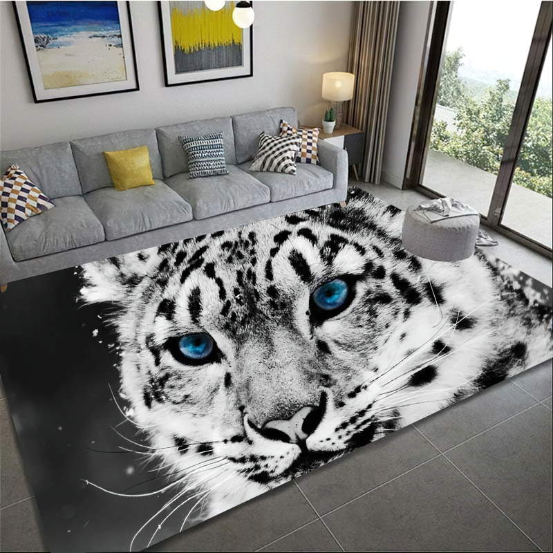 Luxury Carpets Of 3D Leopard Pattern For Home / Rectangular Large Rug For House Rooms - HARD'N'HEAVY