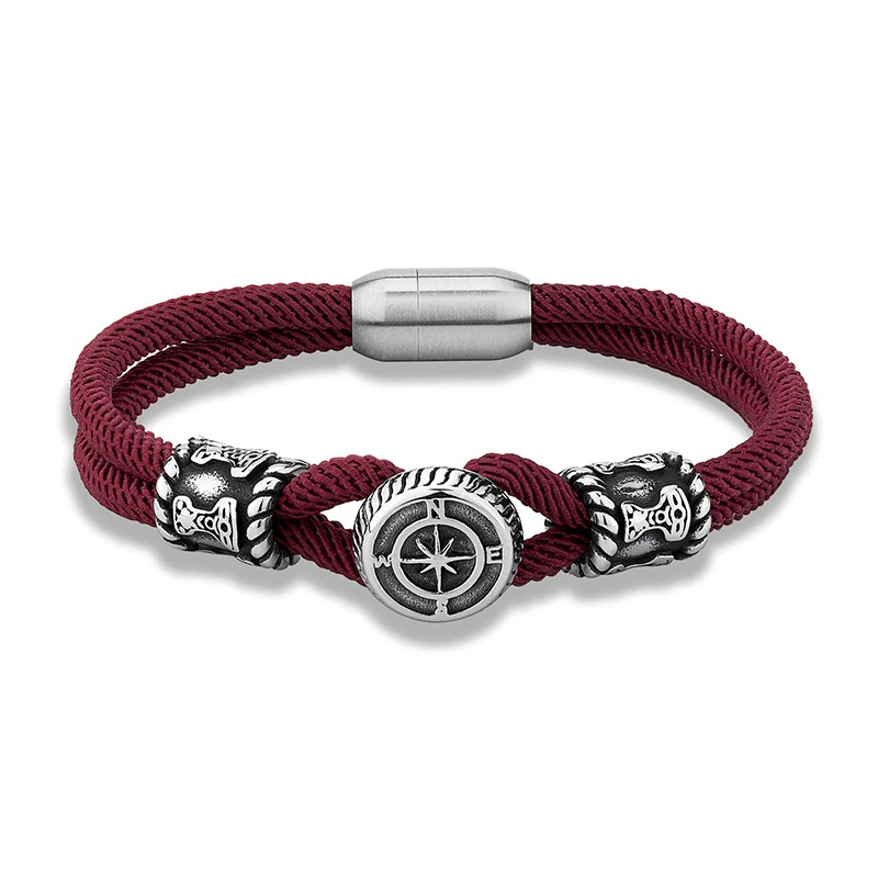 Luxury Compass Bracelet / Stainless Steel Rope Couple Bracelets / Fashion Handmade Jewelry - HARD'N'HEAVY