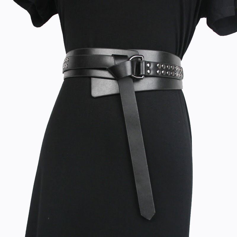 Luxury Genuine Leather Belt for Women / Decorative Vintage Wide Belt with Metal Buckle - HARD'N'HEAVY