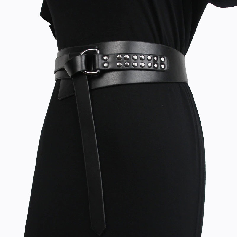 Luxury Genuine Leather Belt for Women / Decorative Vintage Wide Belt with Metal Buckle - HARD'N'HEAVY