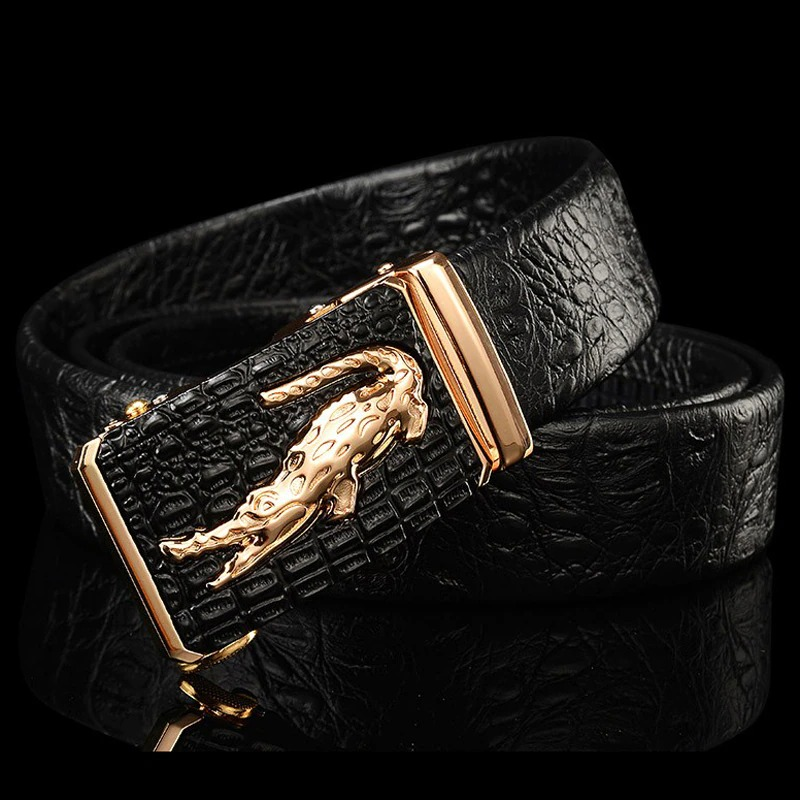 Luxury Genuine Leather Crocodile Pattern Belt / Rock Style Belt With Automatic Buckle - HARD'N'HEAVY