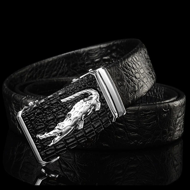 Luxury Genuine Leather Crocodile Pattern Belt / Rock Style Belt With Automatic Buckle - HARD'N'HEAVY