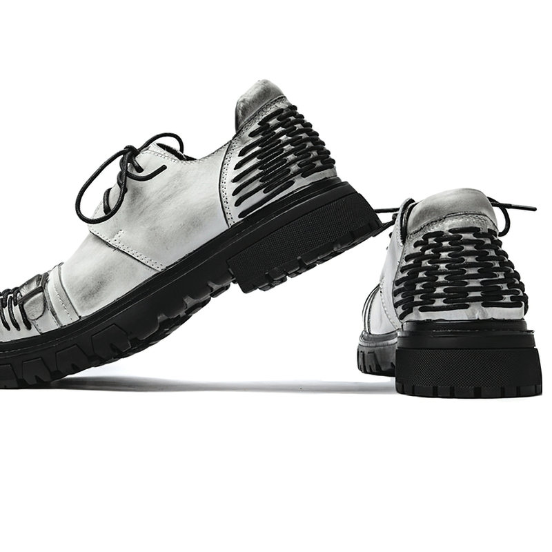 Luxury men's genuine leather casual lace-up platform shoes for stylish outfits.