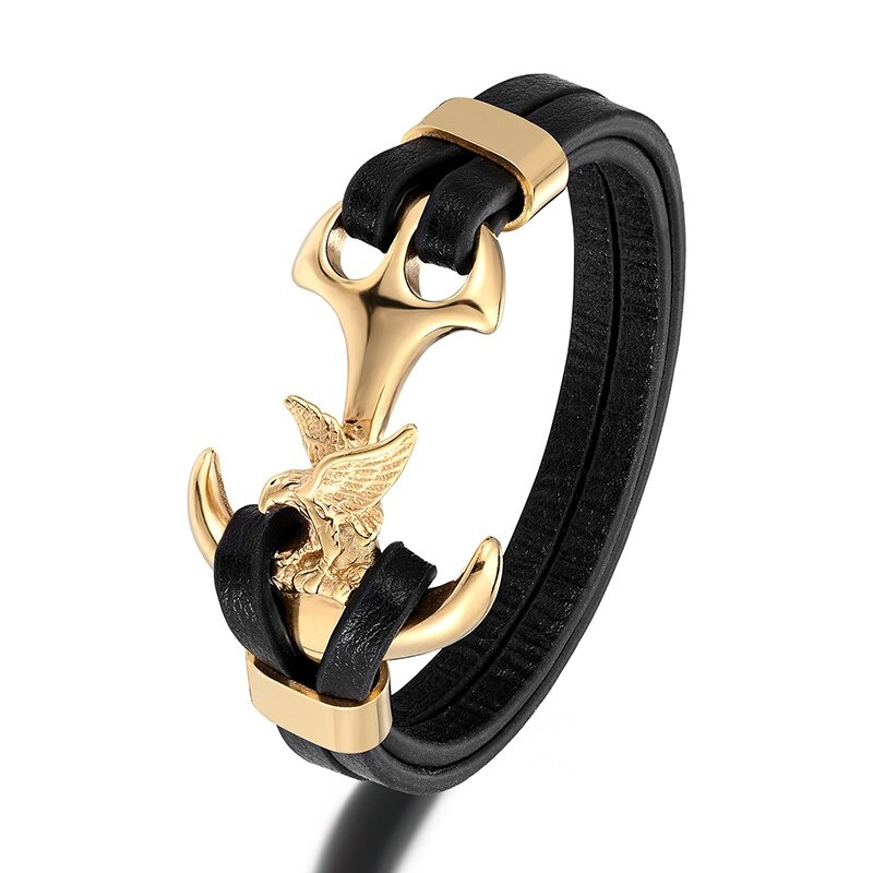 Luxury Men's Stainless Steel Bracelet with an Eagle / Fashion Anchor Bracelets in Punk style - HARD'N'HEAVY