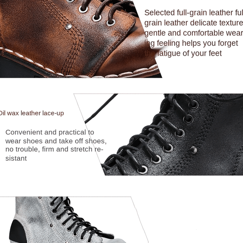 Luxury Punk Platform Genuine Leather Boots / Comfortable Round Toe Thick Bottom Shoes - HARD'N'HEAVY