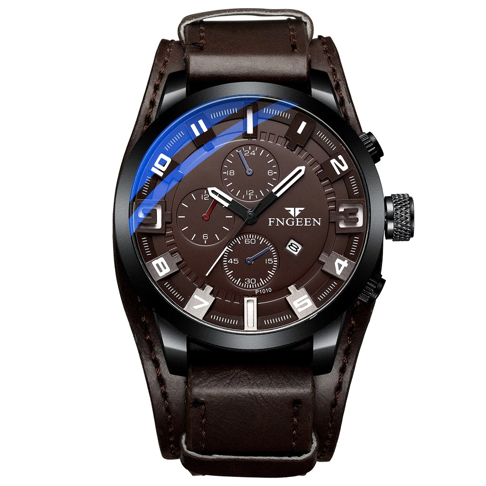 Luxury Quartz Watch with Band Genuine Leather / Mens Wristwatch Watches Chronograph - HARD'N'HEAVY