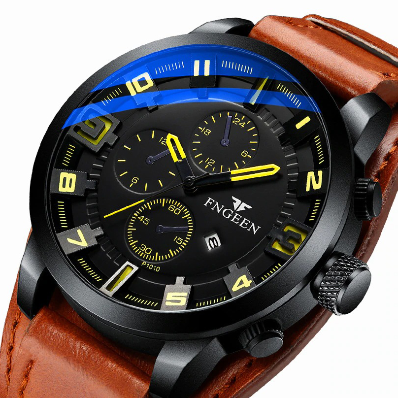 Luxury Quartz Watch with Band Genuine Leather / Mens Wristwatch Watches Chronograph - HARD'N'HEAVY