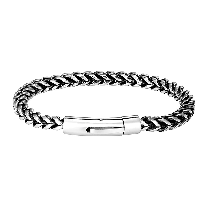 Stylish luxury stainless steel chain bracelet for men in punk rock style with secure closure.