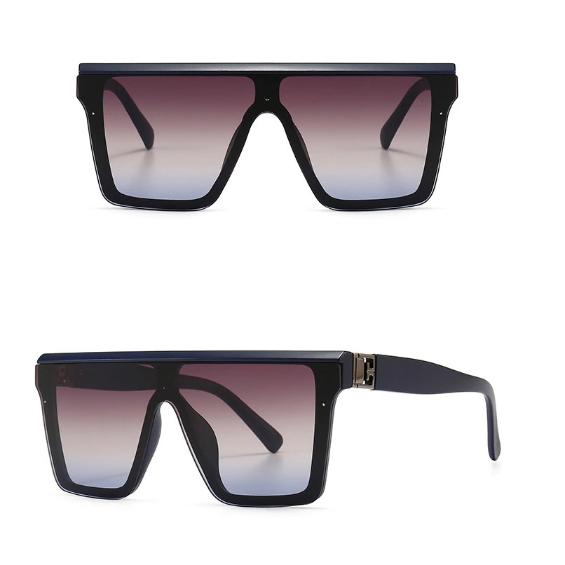 Luxury oversized square sunglasses with resin frame in vintage style, featuring gradient lenses.