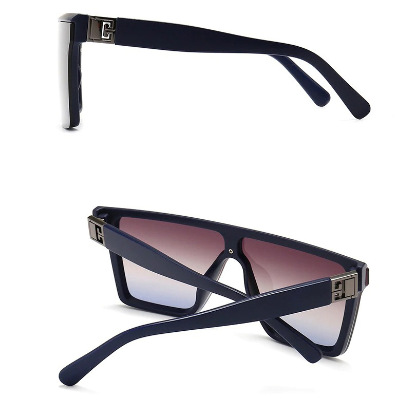 Oversized square vintage sunglasses with resin frame, stylishly designed for unisex fashion, showcasing unique shape and colors.