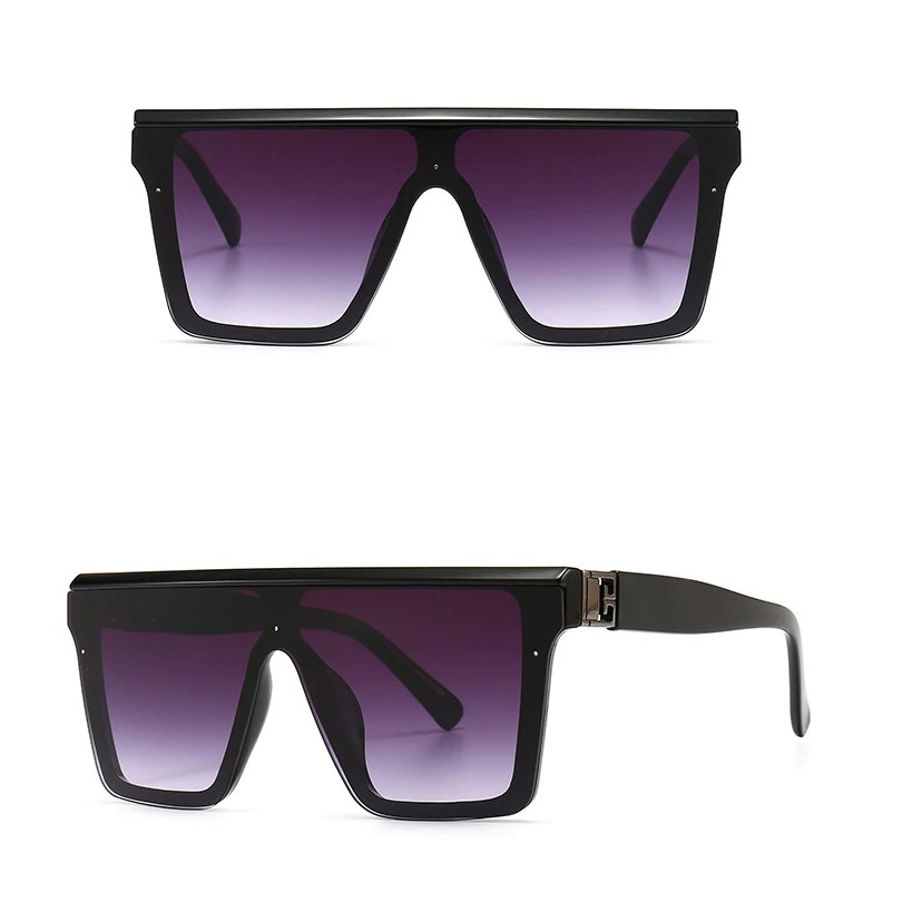 Oversized square vintage sunglasses with resin frame and gradient lenses, perfect for unisex style.