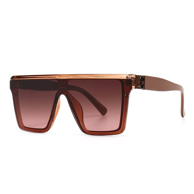 Oversized square vintage sunglasses with resin frame in brown gradient, stylish accessory for any outfit.