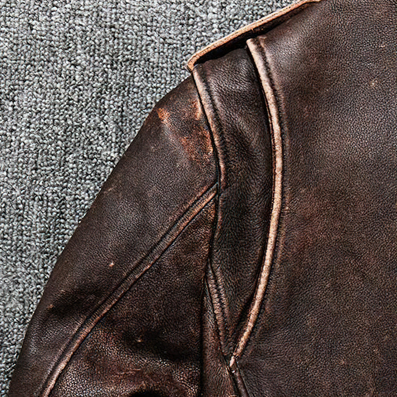 CLEARANCE / Luxury Vintage American Biker Genuine Leather Jacket / Cowhide Brown Motorcycle Jacket - HARD'N'HEAVY