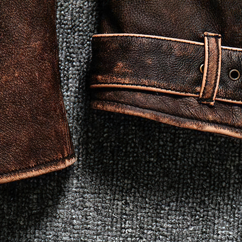 CLEARANCE / Luxury Vintage American Biker Genuine Leather Jacket / Cowhide Brown Motorcycle Jacket - HARD'N'HEAVY