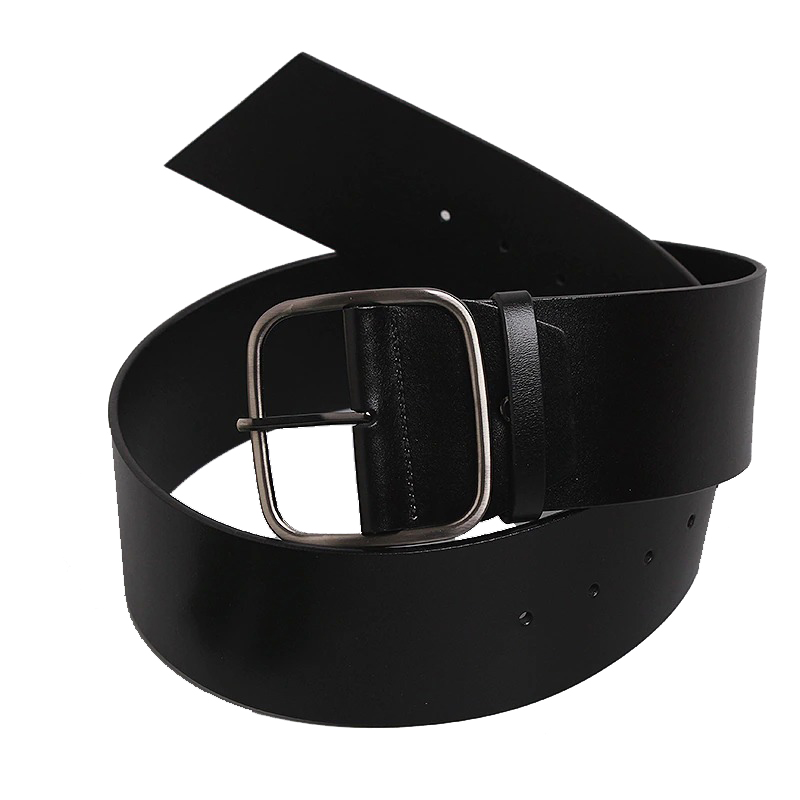 Luxury Wide Black Belt for Women / Genuine Leather Belt with Metal Buckle - HARD'N'HEAVY