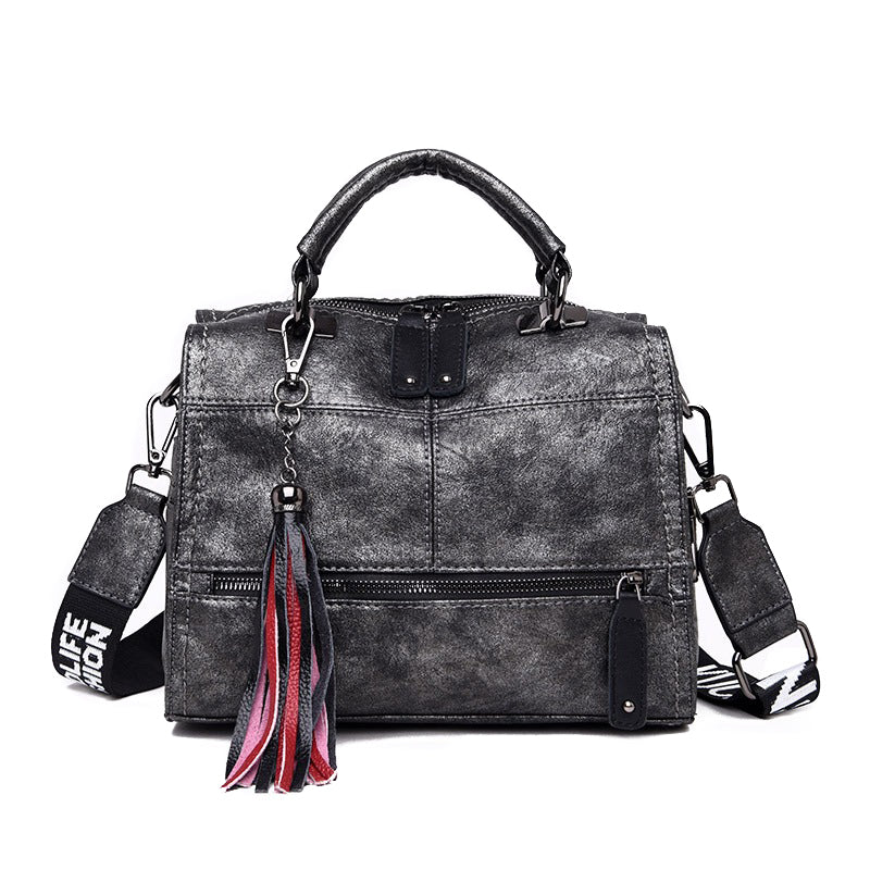 Luxury Wide Shoulder Strap Retro Women Handbags / High Quality Leather Ladies Shoulder Bags - HARD'N'HEAVY